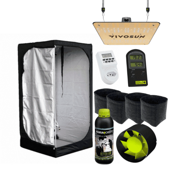 Kit de Cultivo para até 4 plantas Estufa de 60x60x150 + Led + Exaustor + Fertilizante